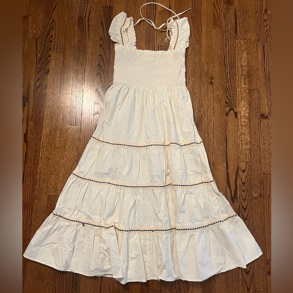 Ivory Smocked Tiered Maternity Maxi Dress